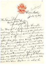 ["The text is a letter from Calera Orea to Hon Elmont human, discussing a request for assistance in relation to the Texas Centennial. Orea mentions previous correspondence with Johnston Endever and asks for attention to his application. Orea also mentions a previous letter from Hon Saw and Ray farm offering assistance. The letter expresses gratitude for any efforts made on Orea's behalf."]