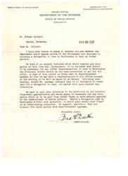 ["Colbert inquired about the Department opposing the Chickasaws and Choctaws selecting a delegation to discuss tribal matters in Washington. The Department does not see a need for a delegation at this time and believes that the Principal Chiefs should represent the tribe. Superintendent Landman will attend a meeting on March 20 in Durant, and if necessary, further consideration will be given to sending a delegation. Approval from the Commissioner of Indian Affairs is required for any delegation paid from tribal funds. Colbert is advised to discuss the matter with Superintendent Landman."]