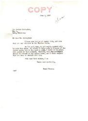 ["Airington wrote to Senator Elmer Thomas inquiring about the possibility of receiving Choctaw funds this year. Senator Thomas responded, stating that as far as he knows, there will be no per capita payment this year due to efforts to sell timber lands. He advised Airington to keep in contact with his Superintendent for any updates."]