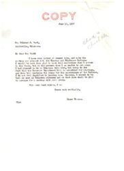 ["Ward wrote to Senator Thomas requesting a meeting with the Choctaw and Chickasaw Indians, but Senator Thomas was unable to get away due to hearings on the Interior Department bill. He promised to arrange a meeting with the group after Congress adjourns. Ward requested that Senator Thomas inform Walter Colbert and others of the date and place of the meeting in advance."]