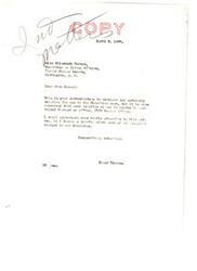 ["The letter authorizes Wiss Elizebeth Durant to purchase necessary supplies for use in the Committee on Indian Affairs work, but specifies that all supplies must be purchased through Elmer Thomes' office. Thomes requests a careful check be made of all supplies charged to the Committee."]