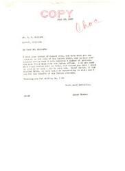 ["The letter is from C.W. Colbert to Senator Elmer Thomas expressing concern about the sale of Indian lands, specifically valuable timbered lands in Oklahoma. Colbert believes that the land and timber should be sold at their current market value, as they have increased in value since the government's last appraisal in 1912. He also raises concerns about the government's neglect of the timber on the land and requests that the sale be postponed until an investigation is conducted and mineral rights are reserved. Senator Thomas assures Colbert that he will do what he can to help and is cooperating with Chief Durant of the Choctaw Tribe."]