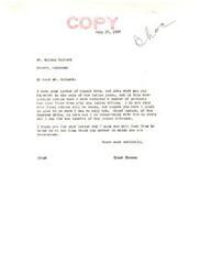 ["The letter is from Colbert to Senator Elmer Thomas expressing concern about the sale of Indian lands, specifically timbered lands in Oklahoma. Colbert believes the land is being sold for less than its actual value and that the government has neglected the timber on the land. He requests that the sale be postponed until an investigation is conducted and mineral rights are reserved. Senator Thomas assures Colbert that he will do what he can to help and encourages him to continue writing about any matters of interest."]