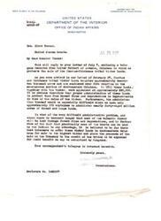["Senator Elmer Thomas received a letter from William Zimmerman, Jr. of the Office of Indian Affairs in response to a protest by Walter Colbert regarding the sale of Choctaw-Chickasaw tribal timber lands. Zimmerman explains that due to the impracticality of properly administering the scattered lands, it is in the tribes' best interest to sell them to the highest bidder. Senator Thomas had requested information on the reasons for the sale, and Zimmerman provided a detailed explanation."]
