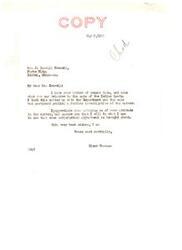 ["Connell writes to Senator Elmer Thomas regarding the pending sale of Indian lands in the Choctaw Nation. He expresses concerns about the lands being sold as one unit and requests that separate units be allowed for sale to benefit small sawmill men, timber dealers, and Indian citizens. He asks for the Senate Indian Affairs Committee to consider allowing bids on the lands in separate units. Senator Thomas responds, assuring Connell that he will look into the matter and work towards a satisfactory adjustment."]