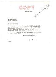 ["The letter is from Elmer Thomas to John Craig, acknowledging Craig's offer regarding unallotted land of the Choctaw and Chickasaw Nations. Thomas agrees to refer the offer to the Department and suggests they may contact Craig directly. Thomas expresses willingness to be of service."]
