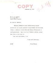 ["W. F. Hendrix inquired about per capita payments to the Choctaw and Chickasaw tribes of Oklahoma. The Indian Office advised against distributing the funds in small per capita shares, suggesting that the money be conserved for projects benefiting the general Indian population. Senator Elmer Thomas forwarded the response to Hendrix and received acknowledgment from the Commissioner of Indian Affairs."]