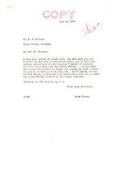 ["The letter is from an Indian citizen expressing concern about the sale of Indian lands, specifically valuable timbered lands in Oklahoma. The citizen believes that the government is not selling the land at its actual value and has neglected the timber on the land. They request that the sale be postponed indefinitely until an investigation and adjustment of the timber removal is made, and that a part of the mineral rights be reserved. The letter is addressed to Honorable Elmer Thomas, U.S. Senator, who is the Chairman on Indian Affairs."]