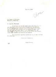 ["Harry H. Phillips, an Indian, expresses concern to U.S. Senator Elmer Thomas about the sale of valuable timber lands belonging to the Indians in Oklahoma. He believes the land should be sold at its current value, not the 1912 appraisal, and that the government has neglected the timber on the land. Phillips requests an investigation and adjustment before the sale proceeds. Senator Thomas assures Phillips that he will advocate for the best interests of the Indians."]