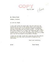 ["Two letters are exchanged regarding the sale of Indian lands in Oklahoma, specifically timbered lands in the Eastern part of the state. The writer expresses concern that the government is selling the land at its 1912 appraised value without considering the current value of the timber. They also raise issues about the neglect of the timber and the lack of reservation of mineral rights. The writer requests the postponement of the sale until an investigation and adjustment are made. Senator Elmer Thomas acknowledges the concerns and promises to do what he can to help."]