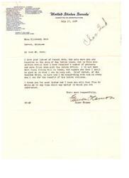 ["The text is a letter from Elmer Thomas, a member of the United States Senate Committee on Appropriations, to Miss Elizabeth Ward in response to her concerns about the sale of Indian lands. Thomas assures Ward that he is working with Chief Durant of the Choctaw Tribe to address the issue and offers his assistance. He encourages Ward to reach out to him with any further concerns."]
