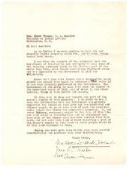 ["An Indian individual is writing to Honorable Elmer Thomas, Chairman on Indian Affairs, expressing concern about the sale of valuable timbered lands in the Eastern part of the state. The writer believes that the land is being sold at an unfair price and without proper consideration for the additional value of the timber. They also raise concerns about the government neglecting the timber and allowing it to be removed for commercial purposes. The writer requests that the sale be postponed until an investigation and adjustment are made, and mineral rights are reserved on the land."]