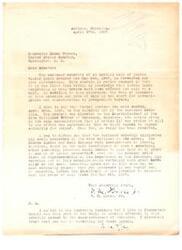 ["The letter is a formal request to Senator Elmer Thomas to intervene and stop an auction sale of Indian timber lands scheduled for May 6th, 1937. The authors of the letter express concern that the sale will benefit only one lumbering company, Dierks Lumber and Coal Company, and will harm small operators in the area. They ask the Senator to intercede on their behalf and prevent the sale from taking place."]