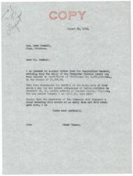 ["The letter from Elmer Thomas to Dave Stovall informs that the claim of the Treasurer of Chester County has been allowed in the amount of $21,398.03 by the Comptroller General. This amount represents the tuition for the attendance of Indian children in District No. 13 of Choctaw County, Oklahoma for the period of January 1 to the current year. Thomas hopes that the Treasury will soon issue a check for this amount."]