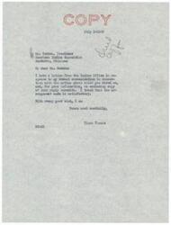 ["Elmer Thomas is informing Bedoka, President of the American Indian Exposition, that he has received a response from the Indian Office regarding a recent communication. He is enclosing a copy of the reply and hopes that the arrangement made is satisfactory. Thomas sends his good wishes to Bedoka."]