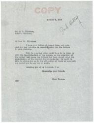 ["The letter is from Flinchum to Elmer Thomas, requesting assistance in securing mules for the Indians in his area. Flinchum is asking for advice on how to allocate funds or materials for the distribution of the mules. Elmer Thomas responds, advising Flinchum to contact the Superintendent of the Agency for assistance in executing the relief effort."]