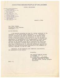 ["The text is a petition from members of the Choctaw Tribe of Indians in Oklahoma requesting authority to hold a Choctaw delegate convention to select a new Chief, as they are opposed to the re-appointment of the current Chief W. A. Durant. They request that any application for re-appointment be put on hold until their petition is considered. The petition is addressed to the President of the United States and includes signatures from various members of the tribe and committee members."]