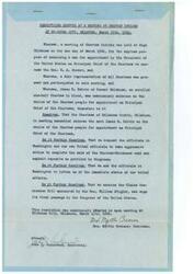 ["A resolution was adopted at a meeting of Choctaw Indians in Oklahoma City on March 15th, 1946, endorsing James H. Belvin as the choice for Principal Chief of the Choctaws. The resolution also requested action on the sale of coal and asphalt deposits, information on tribal affairs, and support for the Claims Commission Bill. A letter from Elmer Thomas explained that the President makes the appointment of Principal Chief and suggested sending any petitions to the Secretary of the Interior."]