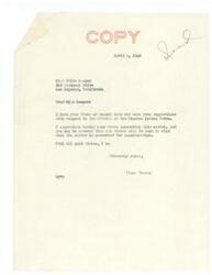 ["Miss Olive Leeper wrote a letter to Senator Elmer Thomas on March 22, 1946, suggesting the appointment of J.H. Belvin as the new Chief of the Choctaw Indian Tribe, replacing Durant. Senator Thomas responded on April 2, 1946, thanking Miss Leeper for her suggestions and assuring her that her views will be taken into consideration."]