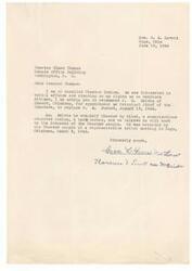 ["Mrs. G.A. Lovett is writing to Senator Elmer Thomas to recommend J. H. Belvin for appointment as Principal Chief of the Choctaw tribe. Belvin is described as a hardworking and educated Choctaw who was selected by the Choctaw people at a tribal meeting. Senator Thomas responds, stating that the appointment does not need Senate confirmation and recommends writing directly to the Secretary of the Interior for further action."]