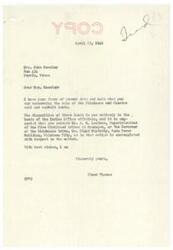 ["Mrs. Jake Moseley is inquiring about the sale of Chickasaw and Choctaw coal and asphalt lands, and Senator Elmer Thomas suggests contacting Indian Office officials for information. Mrs. Moseley also asks about payments to Chickasaw Indians for their mineral rights."]