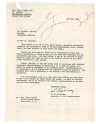 ["Benjamin Brinkley wrote a letter to Senator Elmer Thomas requesting information about the sale of Choctaw-Chickasaw tribal mineral lands. The Office of Indian Affairs responded, stating that negotiations for the sale are ongoing and that a contract will be executed and submitted to the tribes for approval. They assured Brinkley that he will be notified of any updates and that further correspondence on the matter may not be necessary. Senator Thomas also forwarded Brinkley's letter to the Office of Indian Affairs for consideration."]