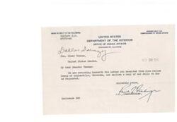 ["Miss Dallas Danzy of Holdenville, Oklahoma wrote a letter to Senator Elmer Thomas inquiring about payments made to Creek Indians. The Commissioner of Indian Affairs responded explaining the history of equalization payments made to Creek Nation members, detailing the legislation and funds allocated for this purpose. The letter also advised Miss Danzy to direct any further inquiries about Creek tribal property to the Superintendent of the Five Civilized Tribes Agency in Muskogee, Oklahoma."]