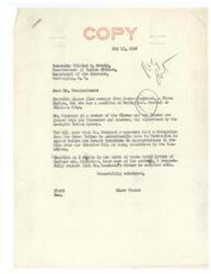 ["Elmer Thomas writes to the Commissioner of Indian Affairs recommending that a delegation from the Kiowa, Comanche, and Apache tribes be authorized to come to Washington to appear before the Senate Committee on Appropriations. This recommendation is based on a message from Jasper Saunkeah's, a Kiowa Indian who is also a Deputy U.S. Marshal in Oklahoma City. Thomas requests that Saunkeah's wishes be complied with."]