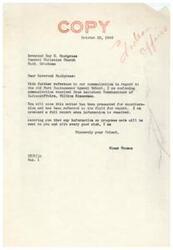 ["The text consists of a series of letters regarding the potential acquisition of the old Fort Cantonment Agency School in Oklahoma for the Great Salt Plains Council Boy Scouts of America to use as a Boy Scout camp. The letters show that the matter has been presented for consideration and referred to the field for report. Senator Elmer Thomas and Reverend Ray E. Snodgrass are involved in promoting the movement, and they are seeking support for the project."]