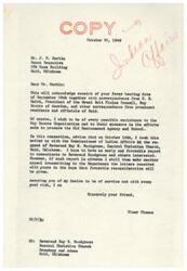 ["Letters were exchanged between various individuals and organizations regarding the procurement of the Old Cantonment Agency and School building in Oklahoma for use as a Boy Scout camp. Efforts were made to secure the property, with requests for support and assistance from government officials. The Great Salt Plains Council, Boy Scouts of America expressed interest in the project and sought approval and assistance from Senator Elmer Thomas."]