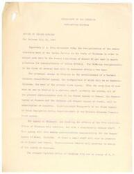 ["The Department of the Interior's Office of Indian Affairs in Oklahoma is undergoing reorganization due to budget cuts. The Western Oklahoma Consolidated Agency is being established in Anadarko, with other agencies being consolidated there as well. The Muskogee agency will continue with reduced staff and will also oversee the Quapaw Agency. Reduction in services to Indians is expected, but efforts will be made to serve their interests. Schools and hospitals operated by the Indian Service will not be affected. Reduction in personnel will follow Civil Service Commission regulations, with preference given to Indian employees."]