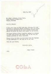 ["Elmer Thomas received a letter from McLane regarding a new procedure for obtaining Indian Easements. He is reaching out to the Chairman of the Senate Indian Affairs Committee to advise McLane on the matter. Elmer Thomas offers his assistance and asks to be informed once the Chairman responds."]