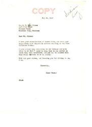 ["The document is a letter from Elmer Thomas to H.E. Choc Wilkes regarding matters relating to the Five Civilized Tribes. It discusses a meeting in Muskogee to outline relief efforts for distressed Indians, criticizing the long-term plan as perpetuating past policies and advocating for the closure of Indian schools in favor of public schools. It questions the authority of the Indian Bureau and advocates for giving Indians freedom and opportunities to become self-sufficient and regain their honor. Additionally, it criticizes the portrayal of Indians in media and calls for an end to the negative stereotypes. The document encourages Indians to not be misled by propaganda and asserts that they can thrive without the aid of the Indian office."]