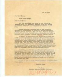 ["Create a concise and logical summary using the title State map by J.W. Tapp and the provided text. This document features a state map from the Congressional Directory, illustrating Oklahoma counties designated as Emergency Drought Counties by the Department of Agriculture, along with a carbon copy letter. Dimensions: Not specified."]