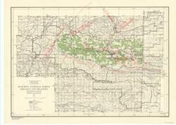 ["CAC_CC_053_4_0000_1_135: This site map, created by the U.S. Department of Agriculture, Forest Service, illustrates key locations in the National Forest, including Rangers Headquarters, highway proposals, and proposed lakes. Dimensions: Not specified."]