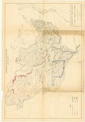 ["This hydrological map, produced by the Mississippi Valley Association, features a legend for completed or under construction, authorized, and recommended levees and reservoirs, with the state of Oklahoma outlined in blue pencil. Dimensions: 28 x 40."]