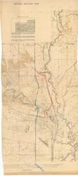 ["Create a concise and logical summary using the title from the TITLE column and the text in the summary. This is a topographical map of the Fort Sill area, featuring Lawton marked in blue handwriting and a note on the back labeled Fort Sill Road Change for a red line. Dimensions: not specified."]