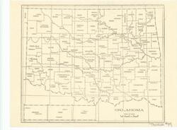 ["A map of Oklahoma counties that includes the county seat for each one. Dimensions: 8 x 11."]