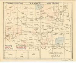 ["Electoral Map: This map provides a detailed county-by-county breakdown of votes for the Oklahoma Senate Seat. Dimensions: 8 x 10."]