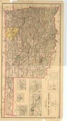 ["Coverage map by the Department of the Interior, General Land Office, featuring county boundaries, U.S. Land Offices, National Parks/Game Preserves, National Forests, Indian Reservations, Military Reservations, and smaller maps of larger townships and roads. Dimensions: 24 x 44"]