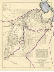 ["Watershed Map by the Department of the Interior, Bureau of Reclamation: This map illustrates the waterways and operations of the Yuma Irrigation Project across Arizona and California, including handwritten notations on specific canals. Dimensions: 8 x 10 1/2."]