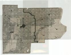 ["Land survey map depicting land lots, county lines, and highways. Dimensions: 25 1/4 x 32 1/2"]