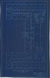["Blueprint by John Duncan Forsyth, Architect, featuring handwritten annotations: First floor plan, This is what we have, and This is what we are asking for.  Dimensions: 17 1/4 x 26 7/8"]