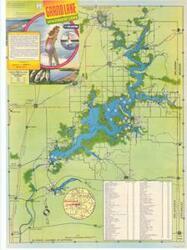 ["Tourist Map by the Chamber of Commerce, Pryor, Oklahoma: This map highlights local businesses, roads, highways, and airports in the Grand Lake Area. Dimensions: 19 3/4 x 27."]
