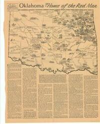 ["Create a concise and logical summary using the title from the TITLE column and the text in the summary: This historical map and newspaper from The Daily Oklahoman illustrates Native American lands prior to Oklahoma statehood, featuring an accompanying article by Beatrice Stahl. Dimensions: not specified."]