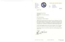 ["Mayor Miguel A. Pulido of Santa Ana, California, expresses his interest in attending President Clinton's official visit to Mexico City from May 5-7 in a letter to Ambassador James R. Jones. He requests an invitation to various events during the trip and thanks the Ambassador for his assistance in the past. Pulido mentions the success of a recent trade delegation visit and charitable event, as well as a reception hosted by the Ambassador. He looks forward to speaking with the Ambassador soon."]