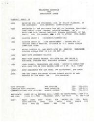 ["The projected schedule for Ambassador Jones on Tuesday, April 30 includes briefings, meetings, and meals with various political figures and representatives. The day is packed with discussions on economics, law enforcement, and international relations. The Ambassador will also attend a dinner hosted by Ambassador Berruga. The schedule is part of U.S.-Mexican Policy Planning Talks and covers regional and global issues."]