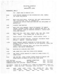 ["Ambassador Jones has a busy schedule on May 8, including giving opening remarks at an orientation for Foreign Service Nationals, meeting with various officials, attending a country team meeting, and attending a dinner hosted by Wesley and Susan Wolfe. The document also includes a speech by Ambassador Jones welcoming new employees and outlining the objectives of the embassy in Mexico. Additionally, there are suggestions for Ambassador Jones' speech at the opening night of the Ringling Bros. and Barnum & Bailey Circus."]