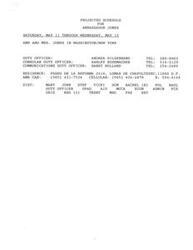 ["Ambassador Jones and his wife will be in Washington and New York from May 11 to May 15. The duty officers for this period are Andrea Hildebrand, Ashley Rademacher, and Harry Holland. The residence and contact information for Ambassador Jones are provided, as well as the contact information for various other individuals in the embassy."]