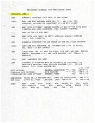 ["Ambassador Jones has a busy schedule on Thursday, June 6, including farewell courtesy calls, meetings with government officials and business executives, a farewell luncheon, and a lunch meeting with Bancomer executives. He will also have an informal discussion with students from the University of Houston's Mexican Legal Studies Program. Additionally, there is a request for Ambassador Jones to speak to the students of the program at the United States Embassy."]